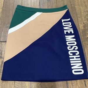 NWOT Moschino Colorblock Pencil Skirt Navy blue Green